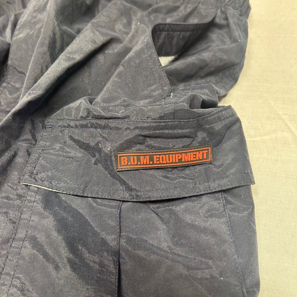 B.U.M. Equipment Mens Navy Blue Cargo Track Pants Lined Vintage baggy - Picture 3 of 7